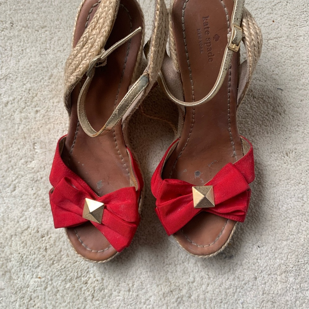 Kate Spade Red and Tan Espadrille Sandals
